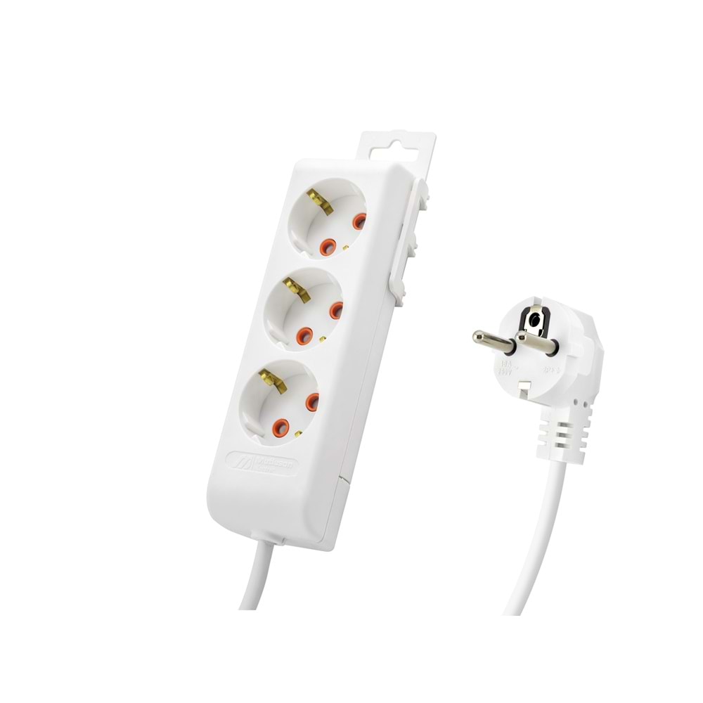 MUTLUSAN 0011753100020500 Ri-Tech Topraklı Uzatma Kablosu 3 Priz 5 m - Beyaz