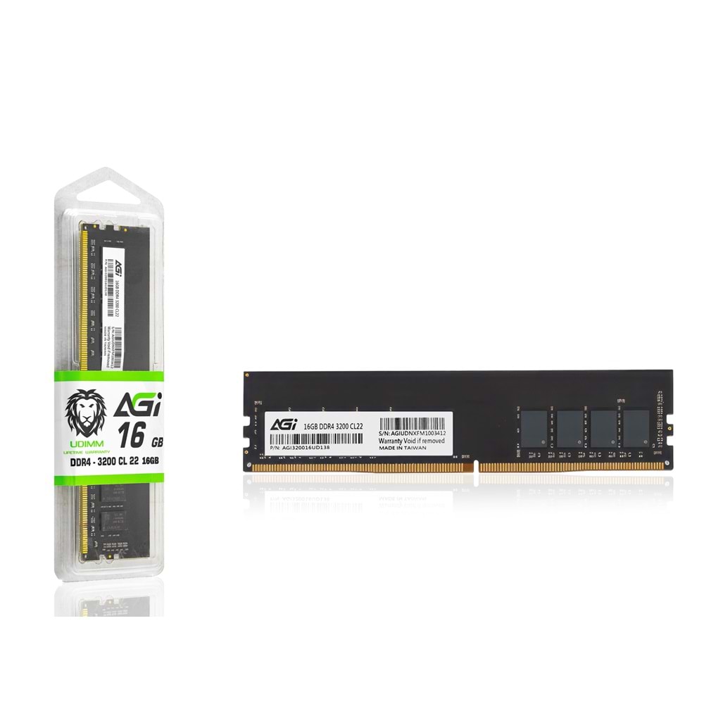 AGI AGI320016UD138 DDR4-3200 UDIMM CL22 PC RAM 16GB Siyah