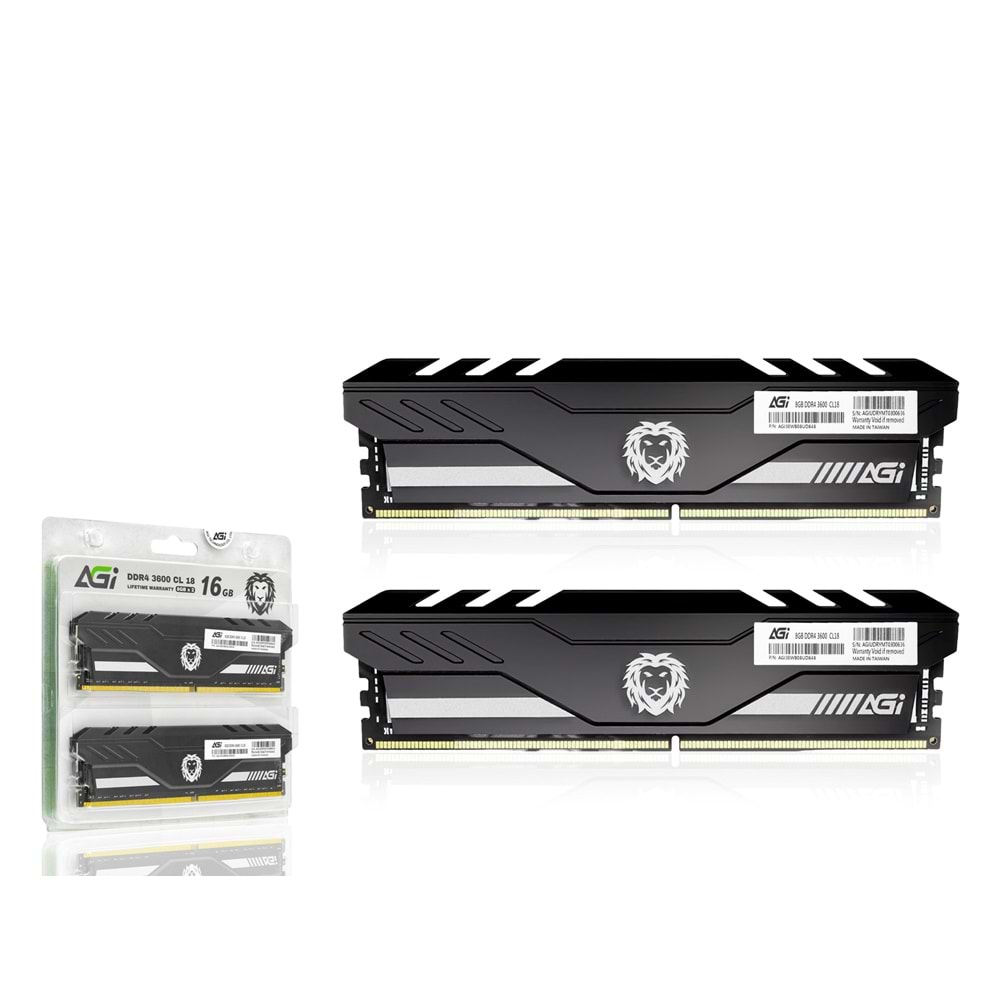 AGI AGI3EWB08UD848 DDR4-3600 UDIMM CL18 Soğutuculu PC RAM 16GB Kit (2x8GB)