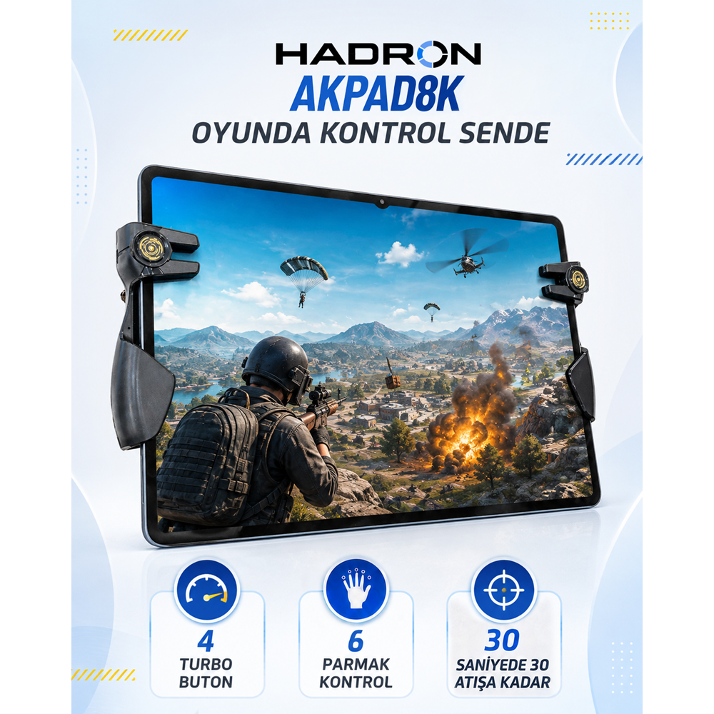 HADRON AKPAD8K Altı Parmak Tablet Oyun Kontrol Aparatı 4 Turbo Butonlu Siyah
