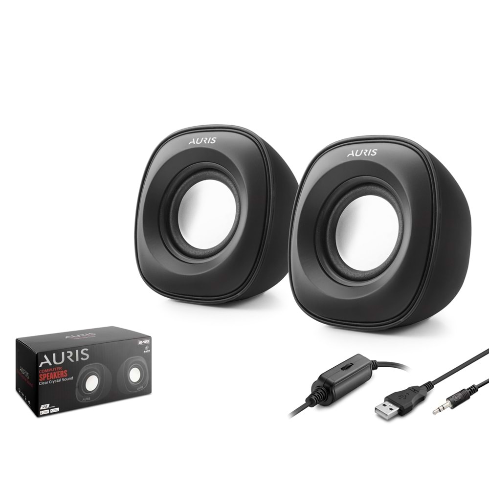 AURIS ARS-PCSP20 Masaüstü Hoparlör 1+1 USB + 3.5mm - Siyah