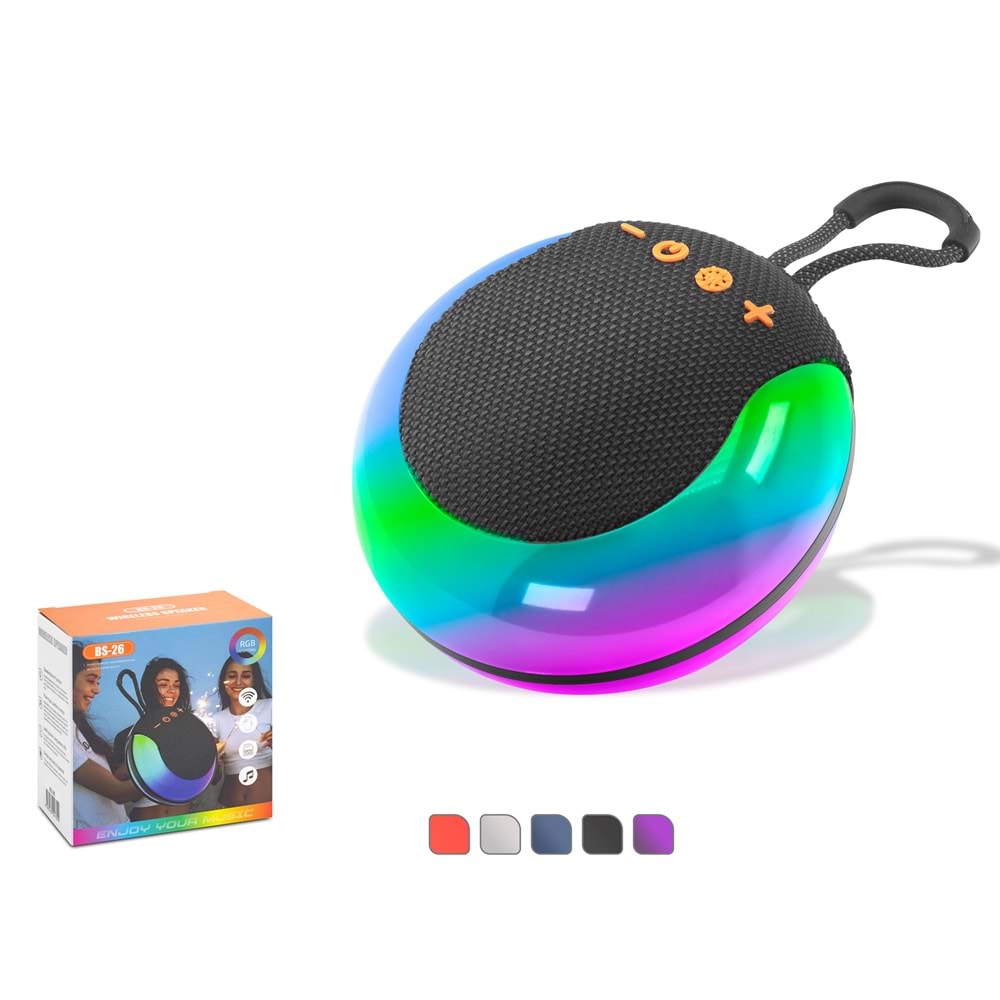 HADRON BS26 Bluetooth Mini Hoparlör FM Radyo 5W USB TF RGB