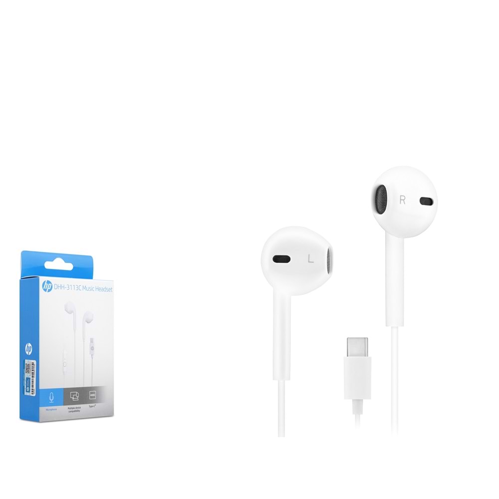 HP DHH3113CWT Kablolu Kulak İçi Kulaklık Mikrofonlu Type-C PC Telefon Uyumlu - Beyaz