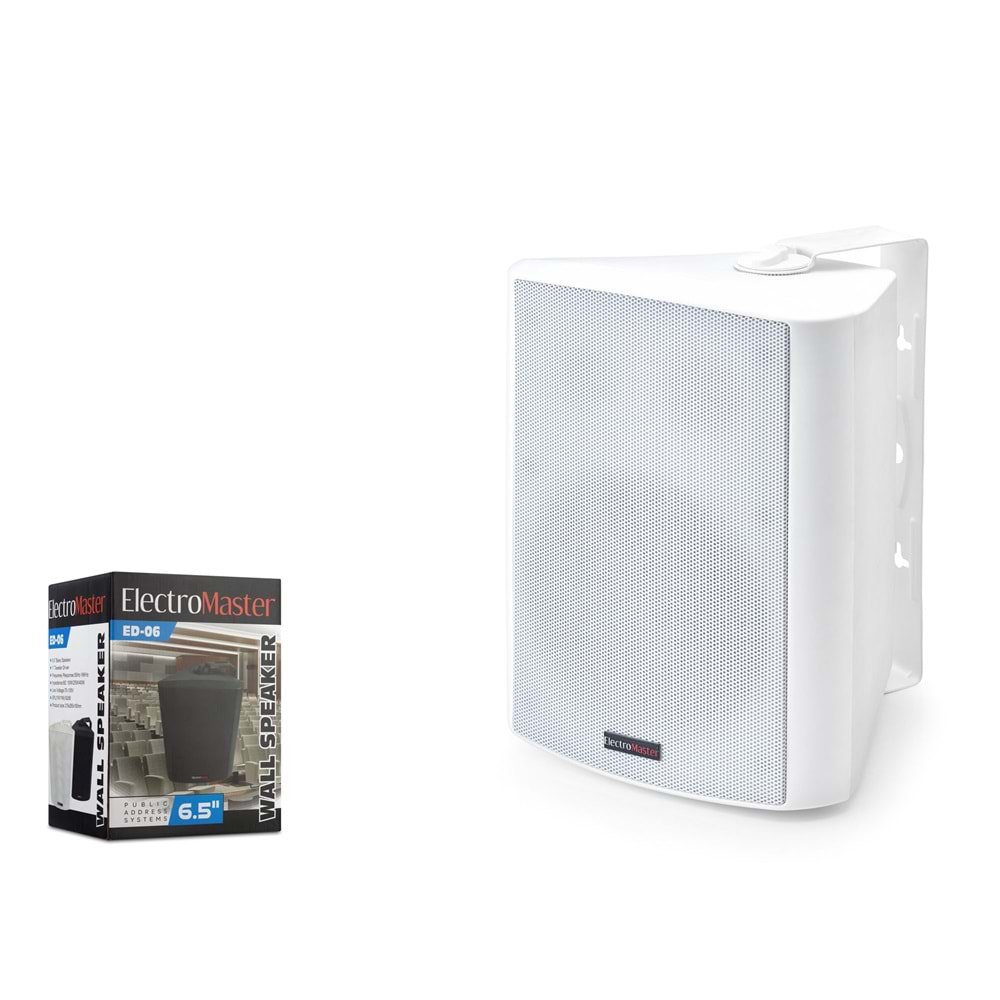 ELECTRO MASTER ED06W Trafolu Sütun Hoparlör 10W 25W 40W 6.5 İnç Beyaz