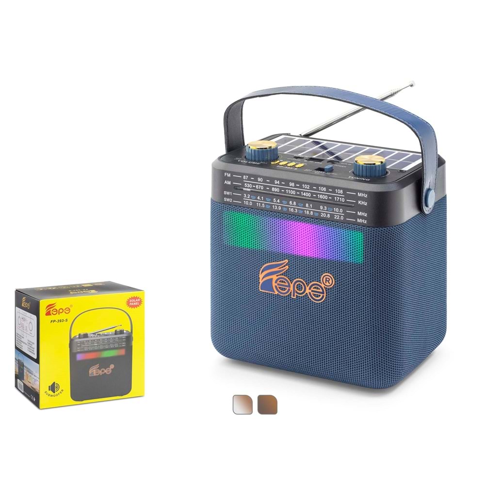 FEPE FP393S Bluetooth FM Radyo USB TF AUX Solar Şarjlı RGB Taşınabilir Kamp Hoparlör