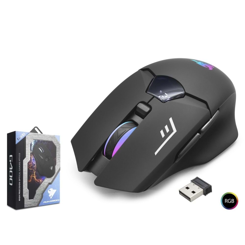 HADRON G400 Dual Mode Gaming Mouse 1600 DPI Sessiz RGB - Siyah