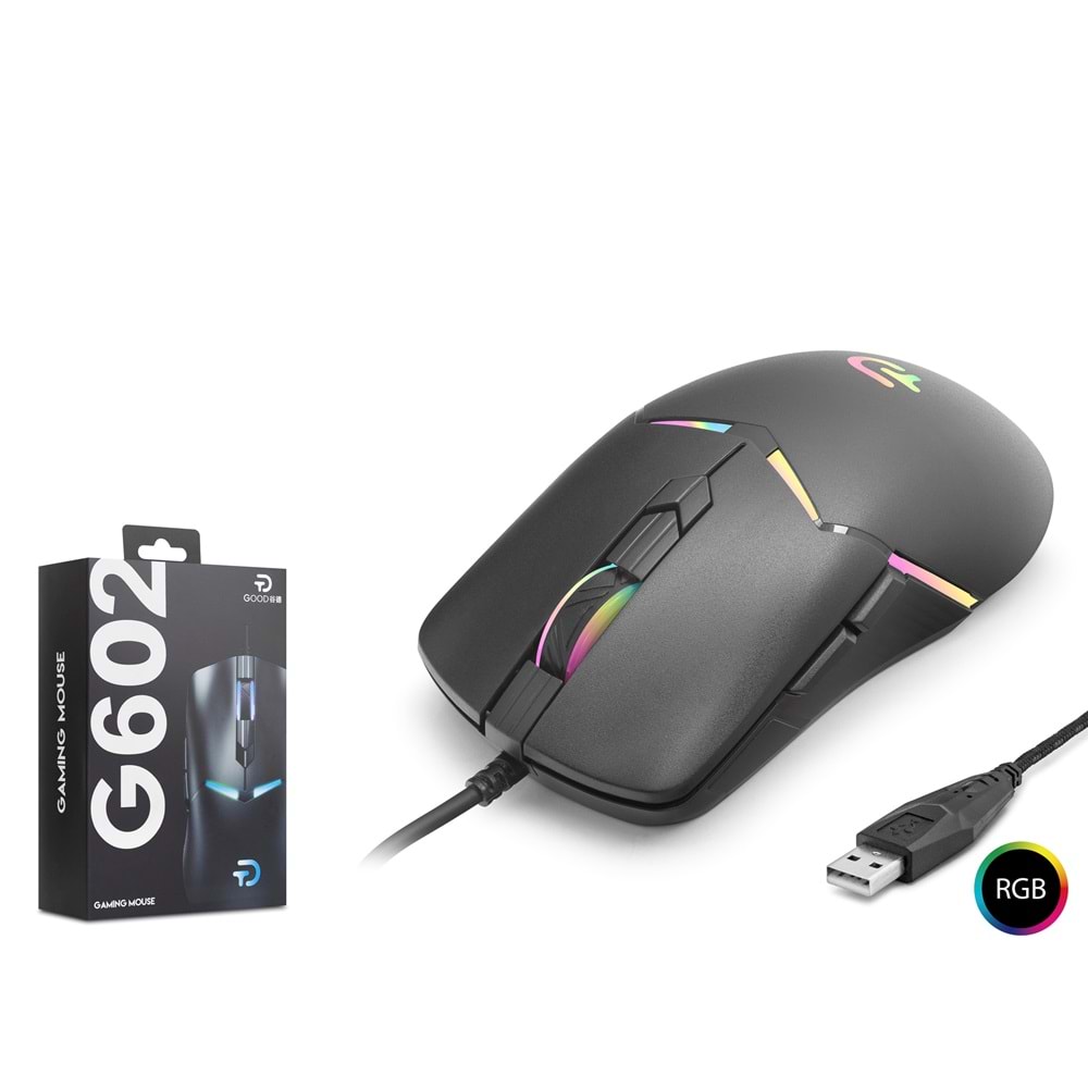 NODAR GOOD PRO G602 Gaming Mouse 7200 DPI 6 Tuş 1000 Hz RGB - Siyah