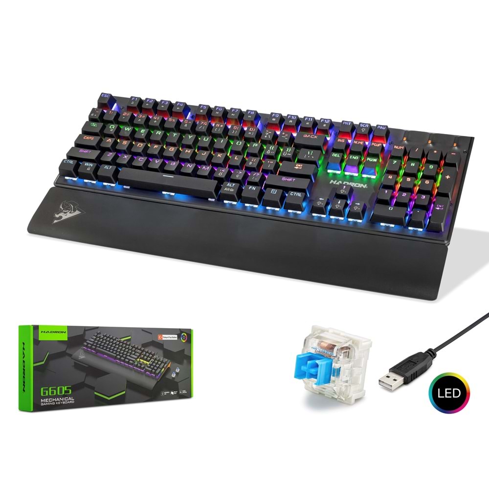HADRON G605 Gaming Mekanik RGB Klavye Blue Switch - Siyah
