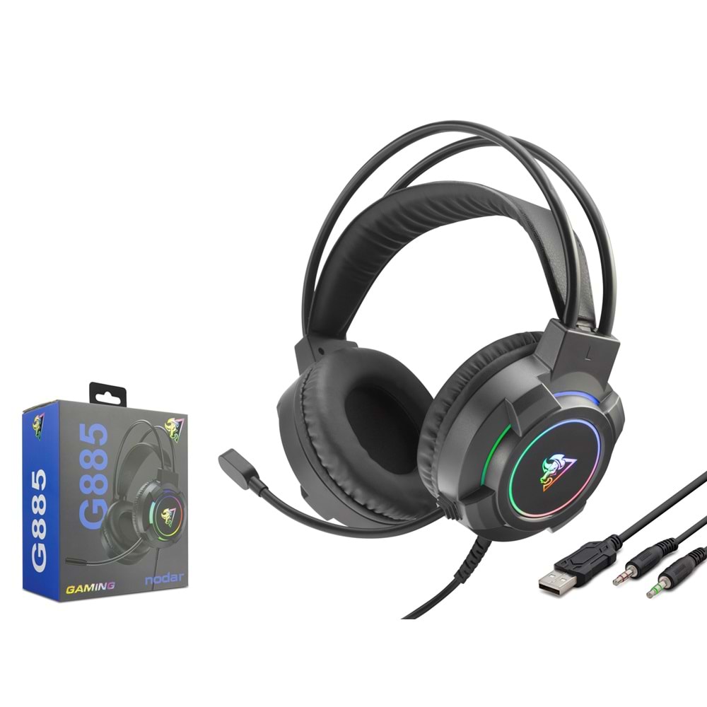 NODAR G885 Gaming Kulaklık USB + 2x 3.5 mm - Siyah