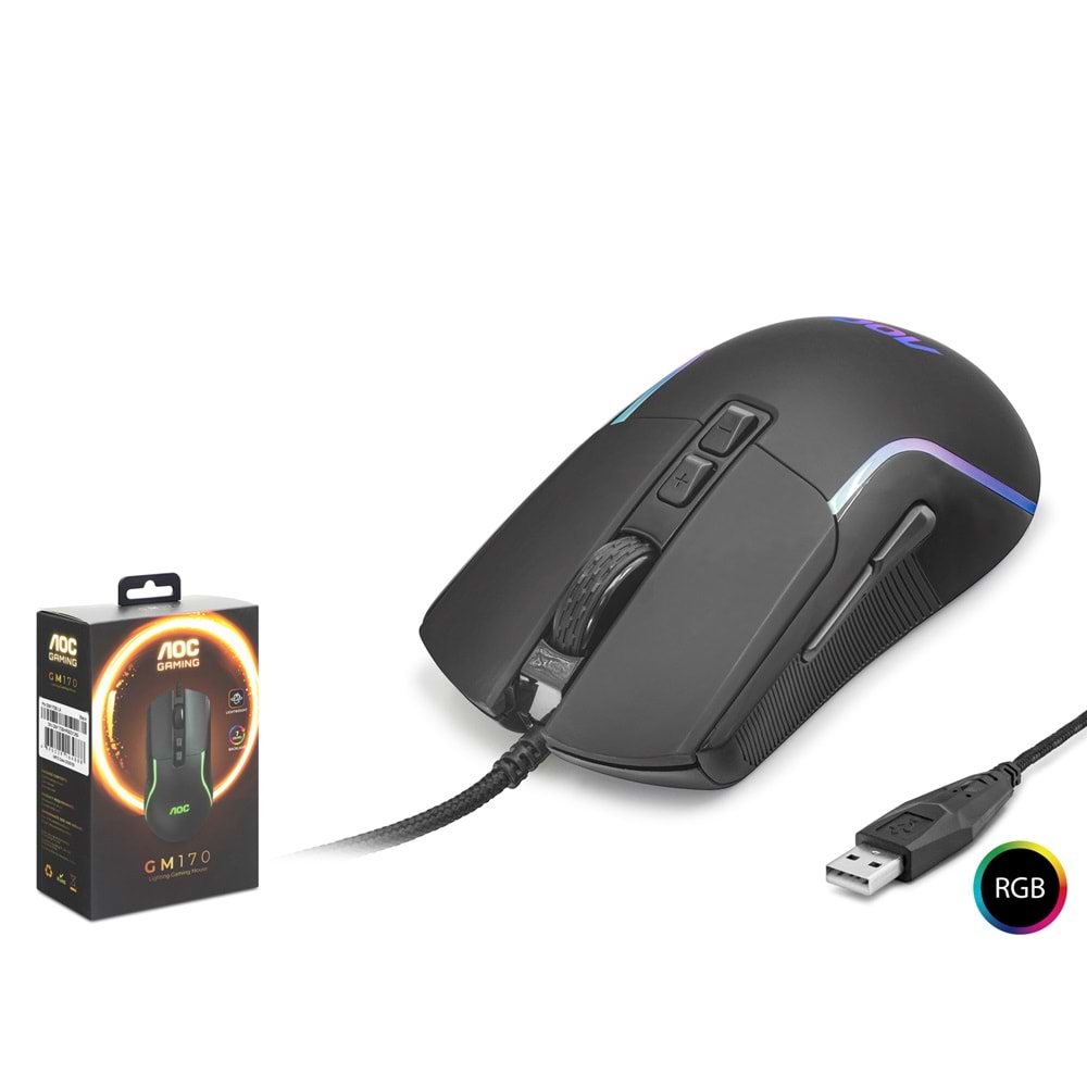 AOC GM170B/LA Gaming Mouse 2400 DPI RGB - Siyah