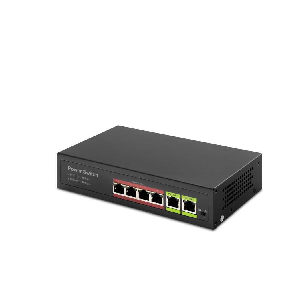 HADRON HD04 PoE Switch 4 Port 10/100 Mbps 2 Uplink - Siyah