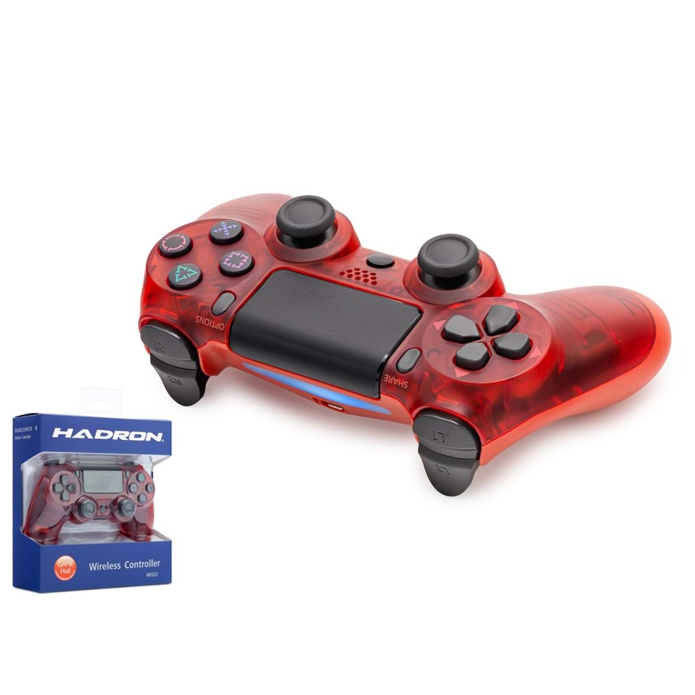 HADRON HD323E PS4 Uyumlu Kablosuz GamePad Oyun Kolu - Şeffaf Kırmızı