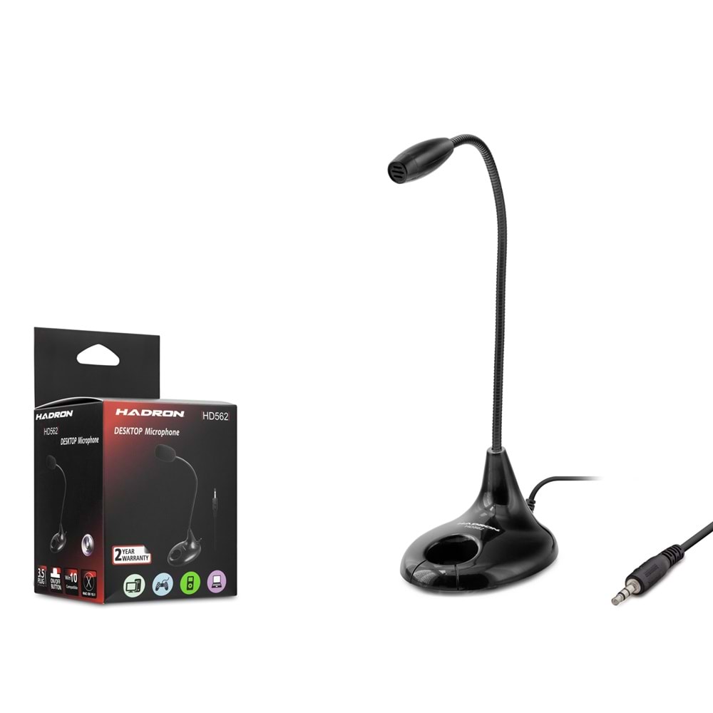 HADRON HD562R Masaüstü Mikrofon 3.5mm Siyah (Kutu Hasarlı)