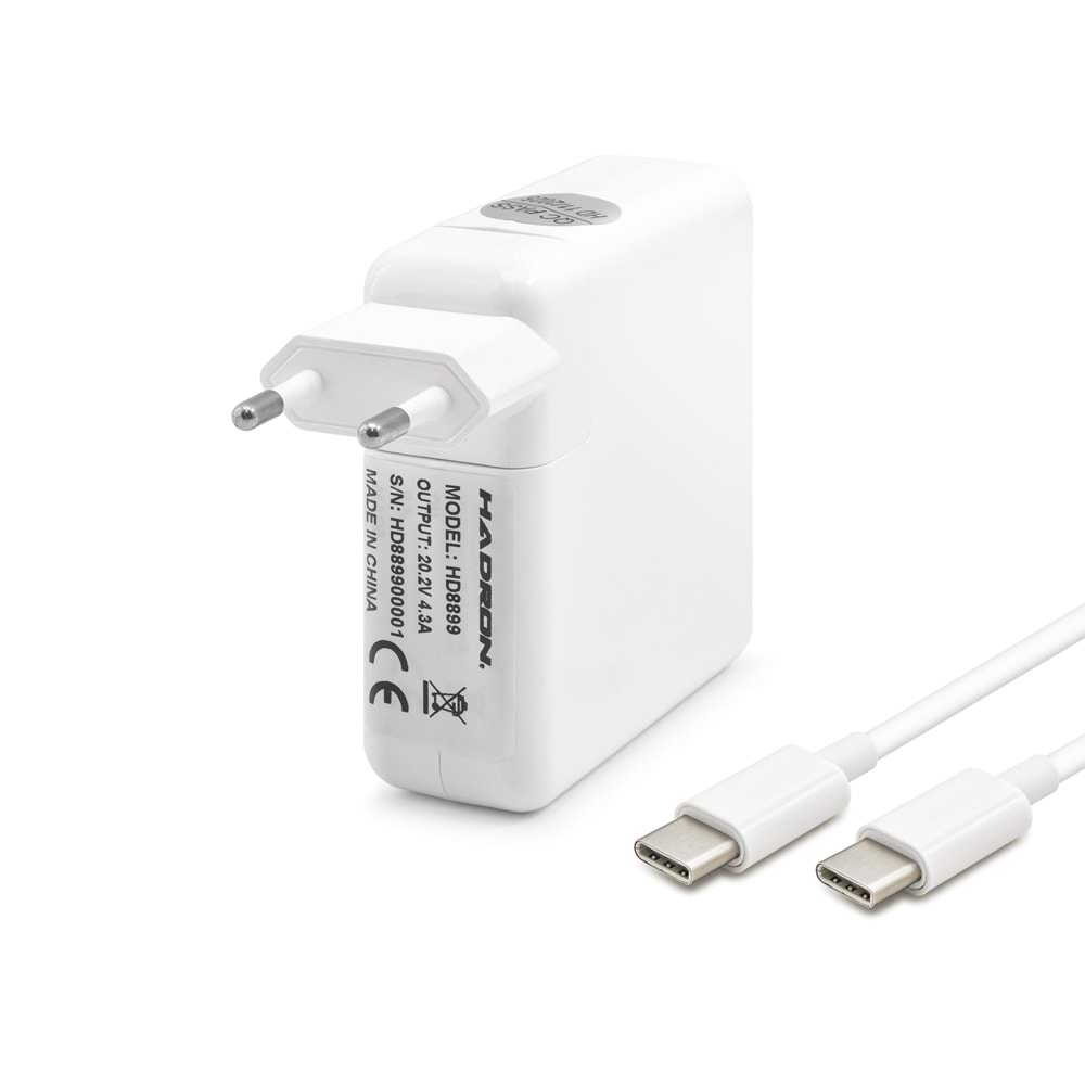 HADRON HD8899 Laptop Adaptörü 85W 20.2V 4.3A Type-C - Beyaz