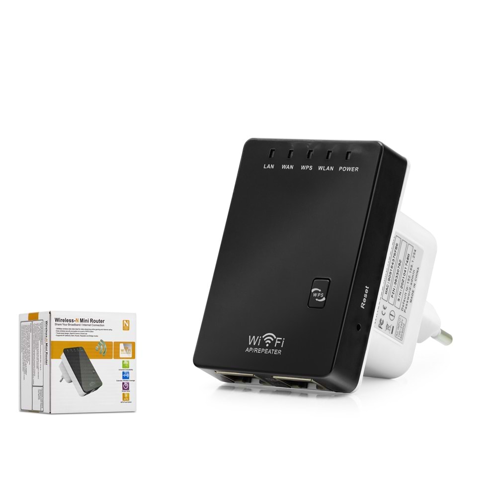 HADRON HD9101 WiFi Repeater / Router / AP 300 Mbps - Siyah