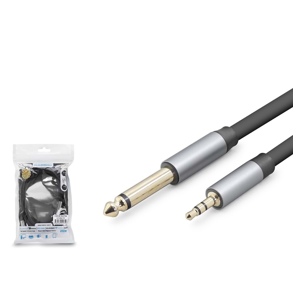 HADRON HDX1079 3.5mm to 6.35mm Gitar Kablosu 1.5 m - Siyah