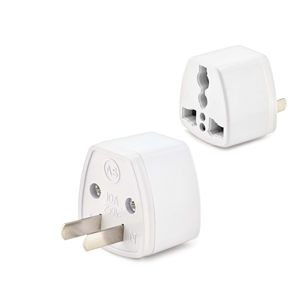 HADRON HDX1252 Amerikan Tip Erkek Universal Dişi Fiş Adaptörü 10A 250V - Beyaz