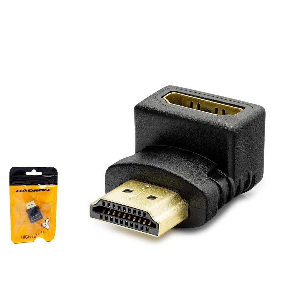 HADRON HDX1258 HDMI Erkek Dişi 90° Açılı Adaptör - Siyah