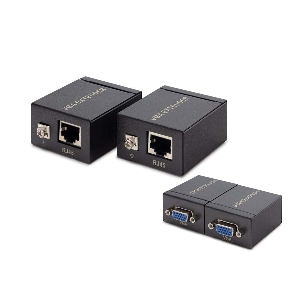 HADRON HDX1285 VGA RJ45 Extender Görüntü Aktarım Seti 60 m – Siyah