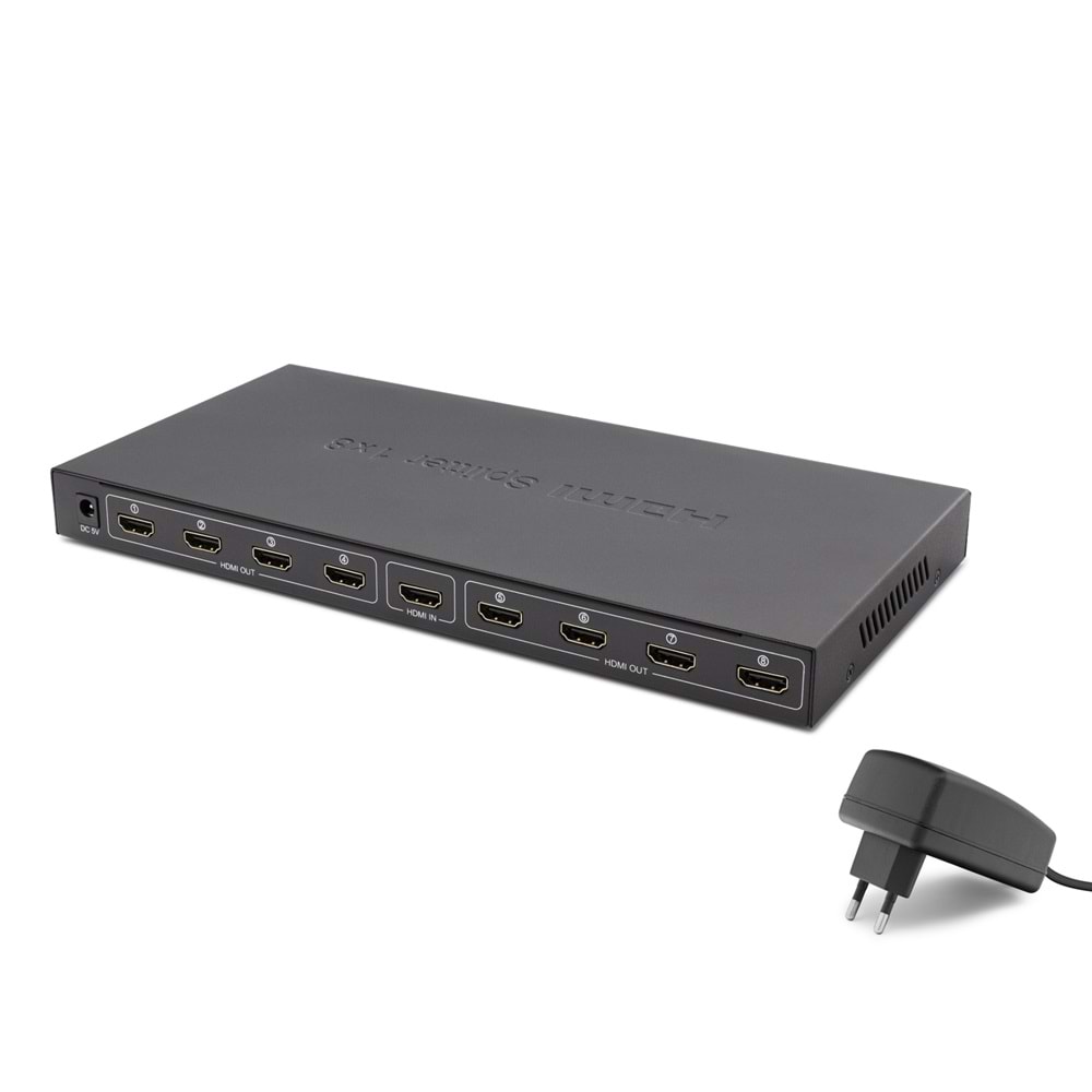 HADRON HDX1332 HDMI Splitter 4K 1 In 8 Out - Siyah