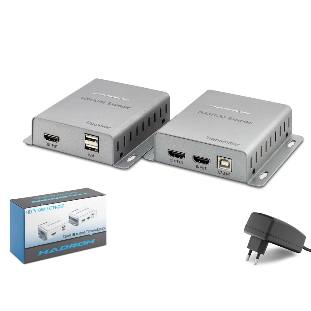 HADRON HDX1355 HDMI KVM Extender 1080p 60 m - Gümüş