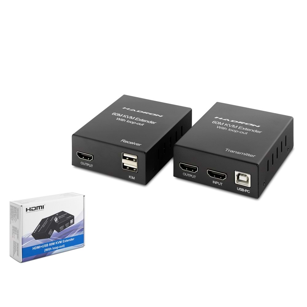 HADRON HDX1356 HDMI KVM Extender Loop-Out 1080p 60 m - Siyah