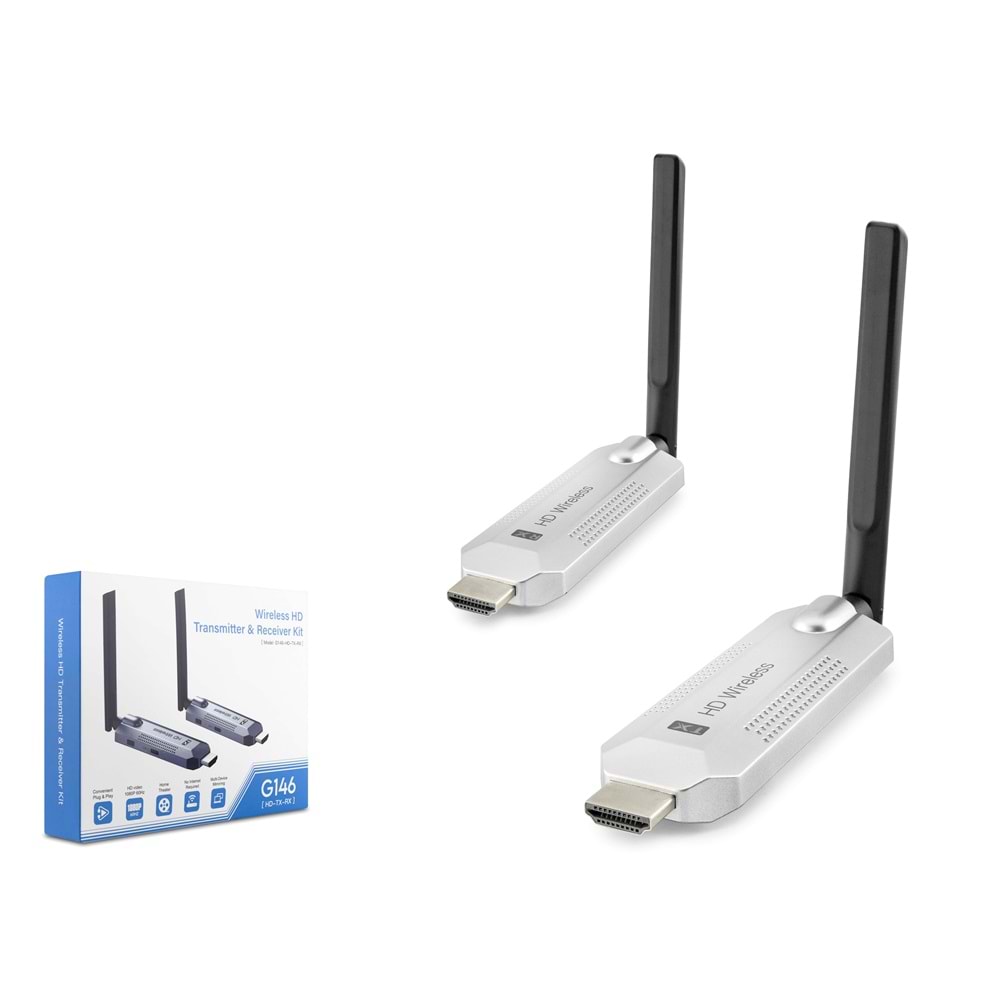 HADRON HDX1386 HDMI Kablosuz Görüntü ve Ses Aktarım 1080p 100 m - Gümüş