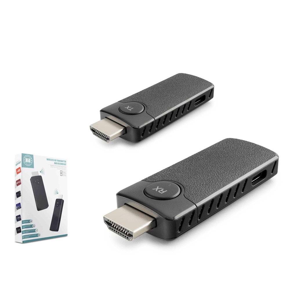 HADRON HDX1387 HDMI Kablosuz Görüntü ve Ses Aktarım Seti 1080p 50 m - Siyah