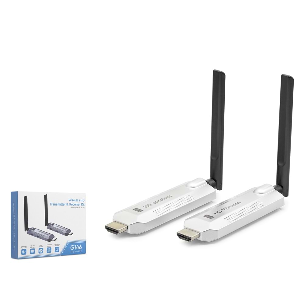 HADRON HDX1415 HDMI Kablosuz Görüntü ve Ses Aktarım Seti 1080p 50 m - Gümüş