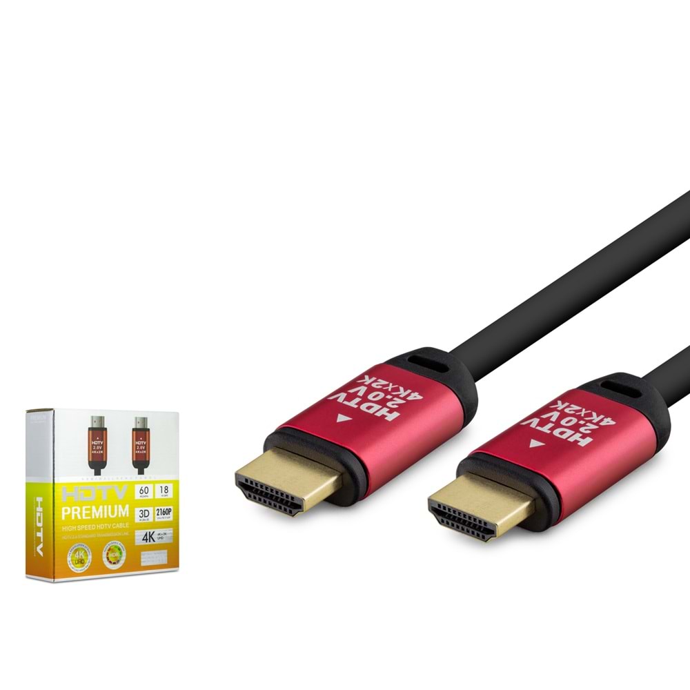 HADRON HDX2035 HDMI 2.0 Kablo 4K UHD OD 8.0 mm 10 m - Siyah Kırmızı