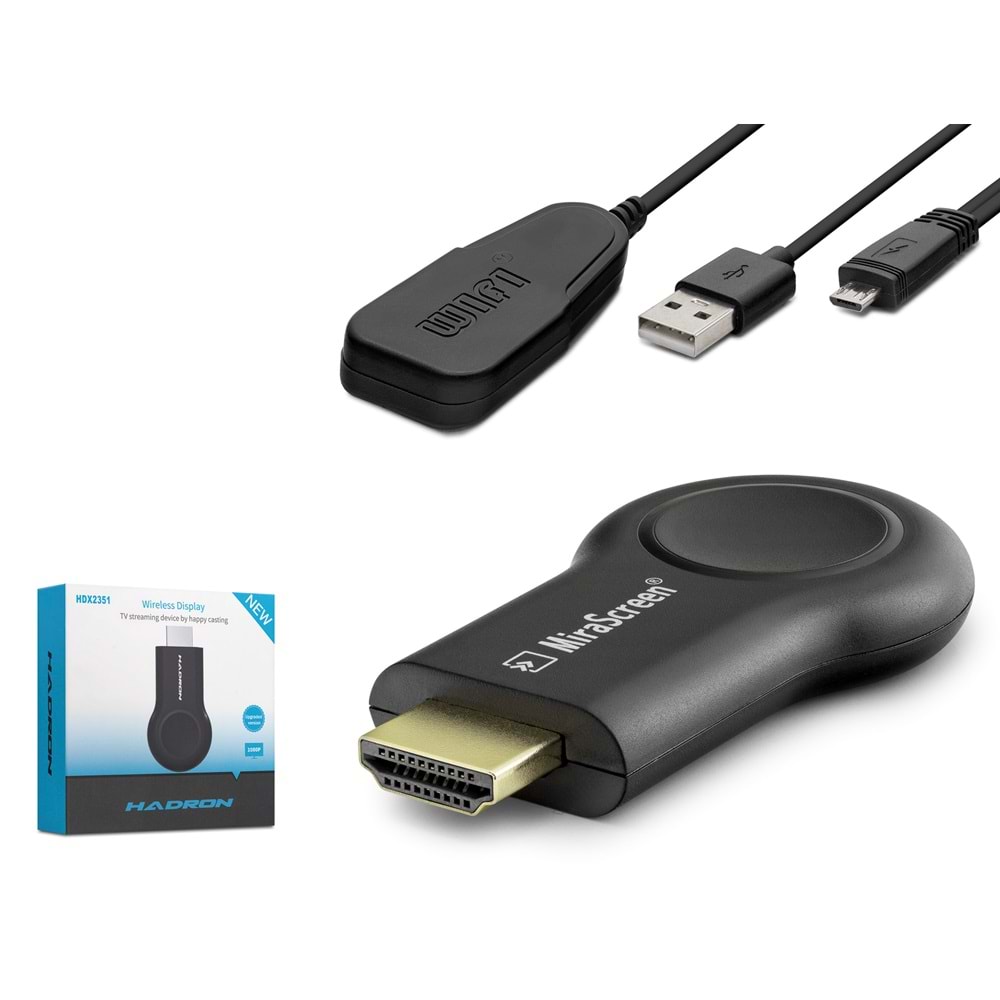 HADRON HDX2351 HDMI MiraScreen Miracast AirPlay Wireless Display Dongle Görüntü Aktarım - Siyah