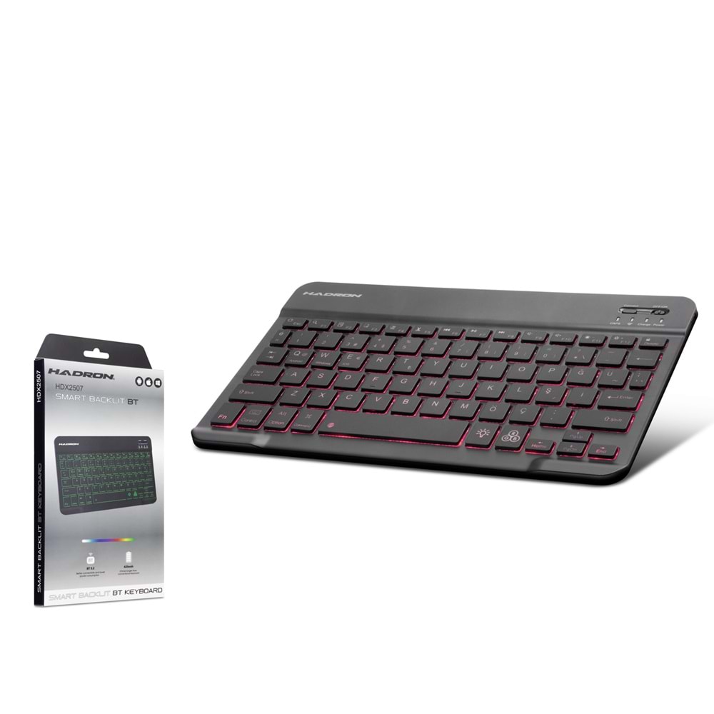 HADRON HDX2507 Bluetooth Smart Klavye RGB Şarjlı Tablet Telefon Smart TV Uyumlu - Siyah