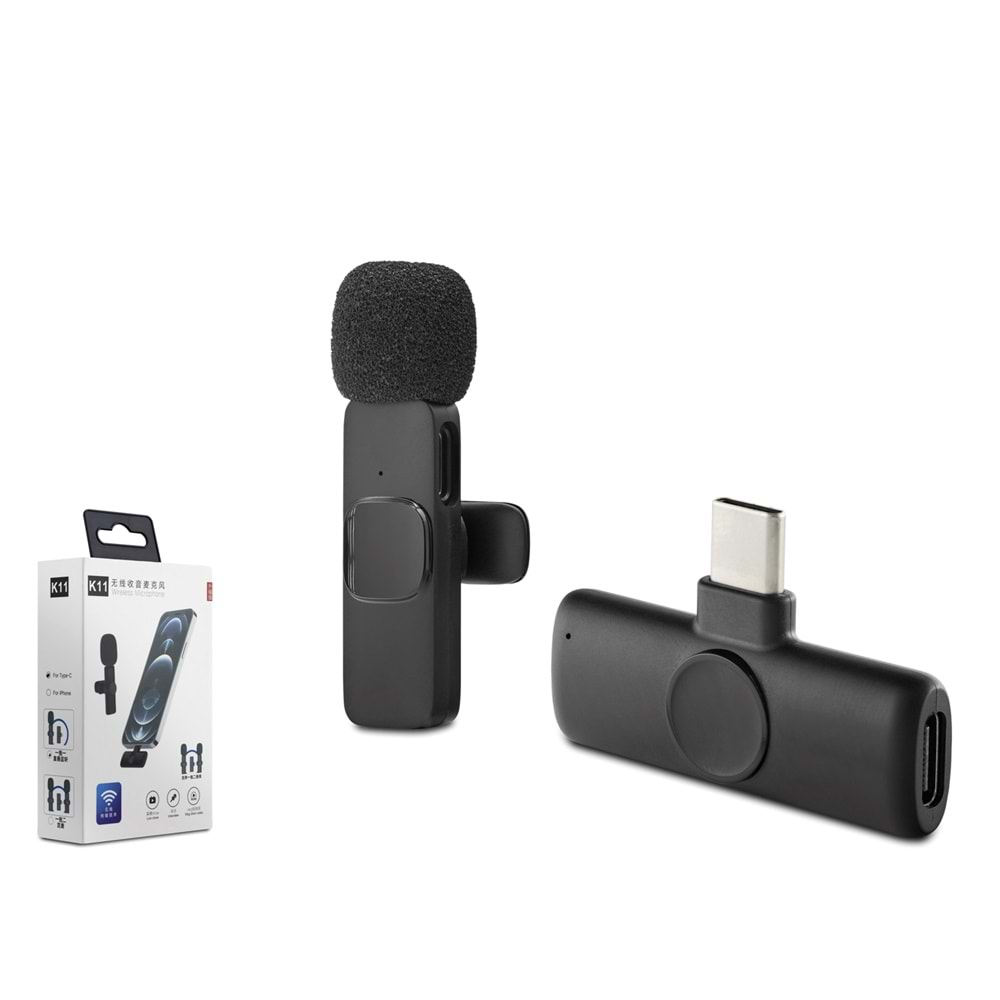 HADRON HDX2785 Kablosuz Yaka Mikrofonu Type-C - Siyah