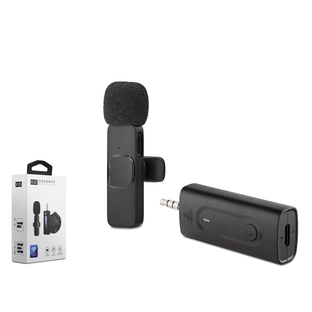 HADRON HDX2787 Kablosuz Yaka Mikrofonu 3.5 mm - Siyah