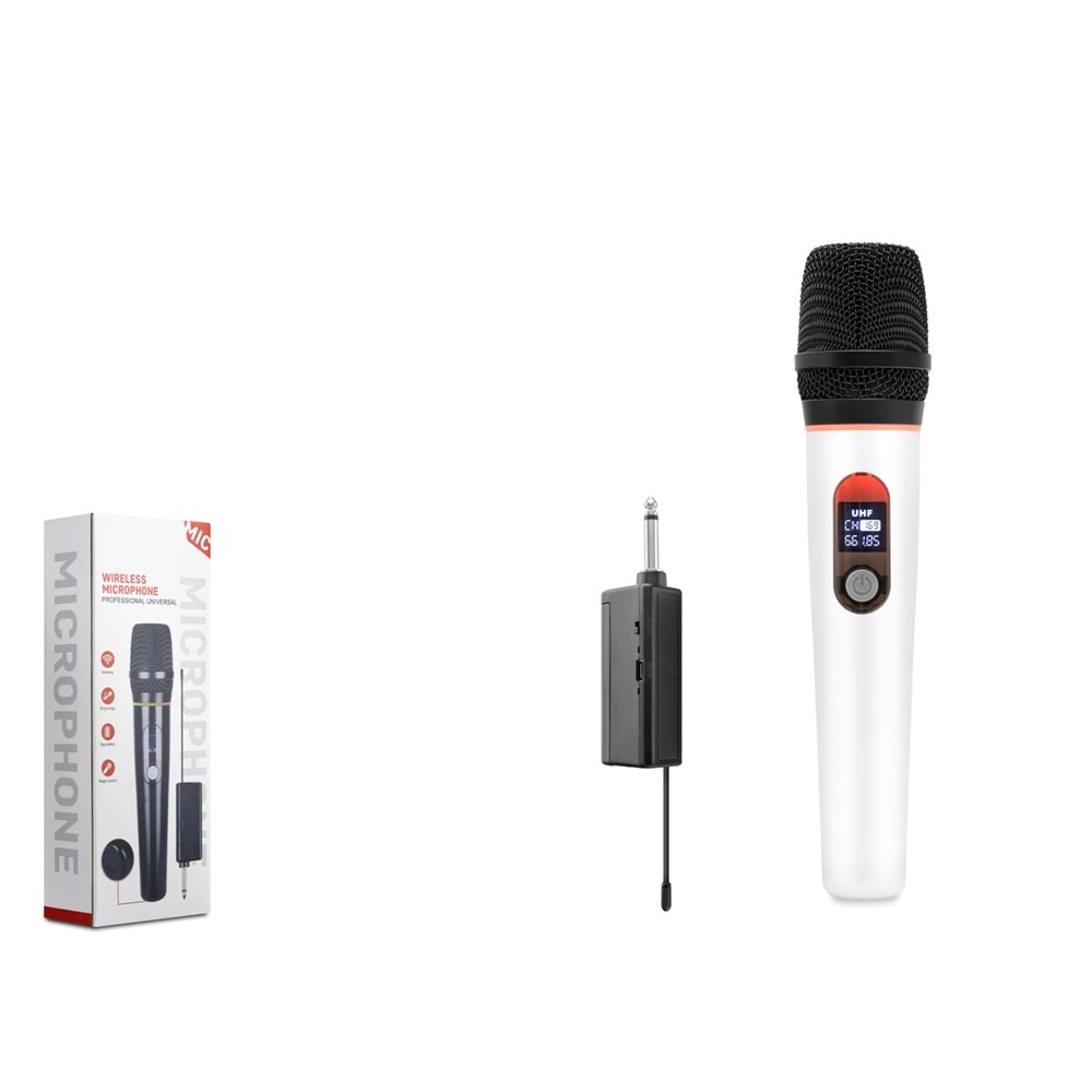 HADRON HDX2790B Kablosuz UHF El Mikrofonu 6.35 mm - Beyaz