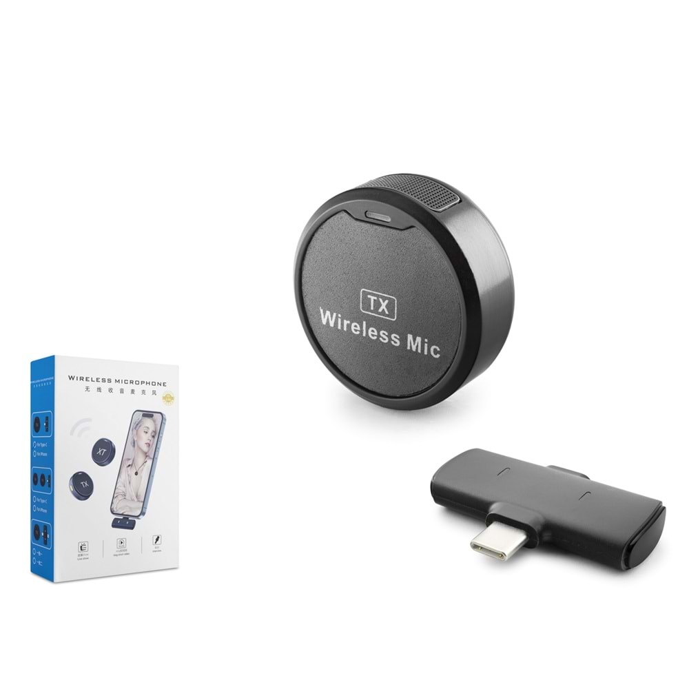 HADRON HDX2794 Kablosuz Yaka Mikrofonu Type-C - Siyah