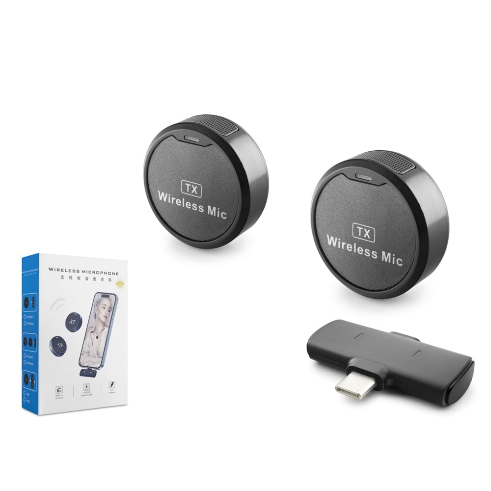 HADRON HDX2795 Kablosuz Yaka Mikrofon Seti Type-C 2'li - Siyah