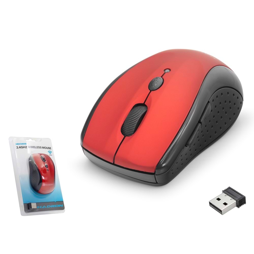 HADRON HDX3405R Kablosuz Mouse 800/1600 DPI - Kırmızı Siyah