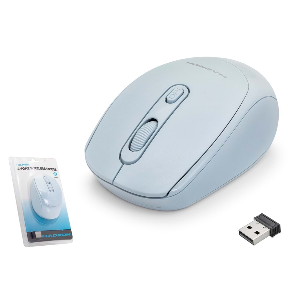 HADRON HDX3406B Kablosuz Mouse 800/1600 DPI - Açık Mavi