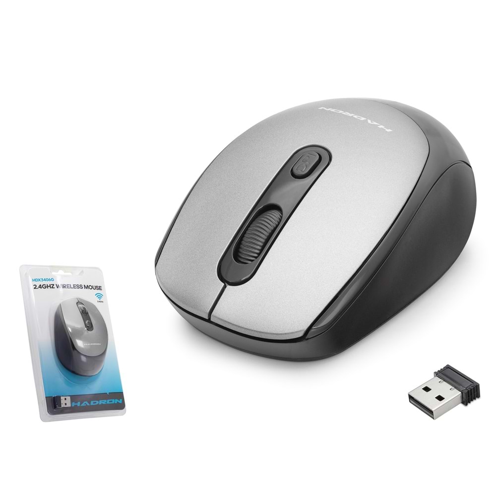 HADRON HDX3406G Kablosuz Mouse 800/1600 DPI - Gri Siyah