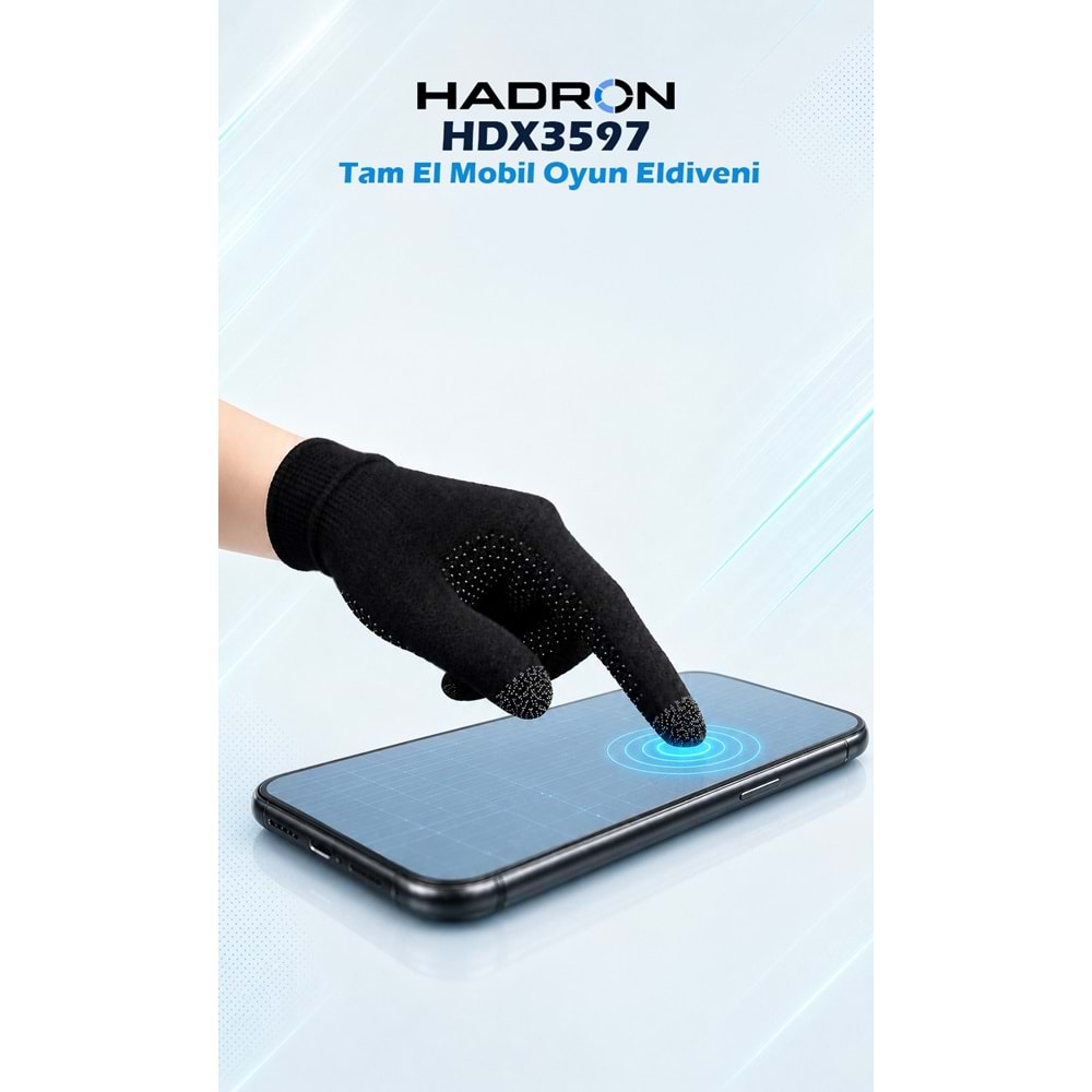 HADRON HDX3597 Tam El Mobil Oyun Eldiveni PUBG CoD Free Fire Dokunmatik Siyah