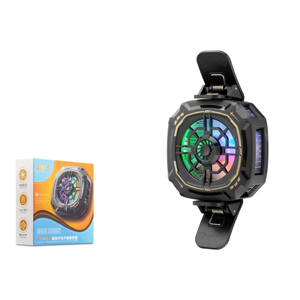 HADRON HDX4381 Telefon Soğutucu Fan Manyetik Klipsli RGB - Siyah