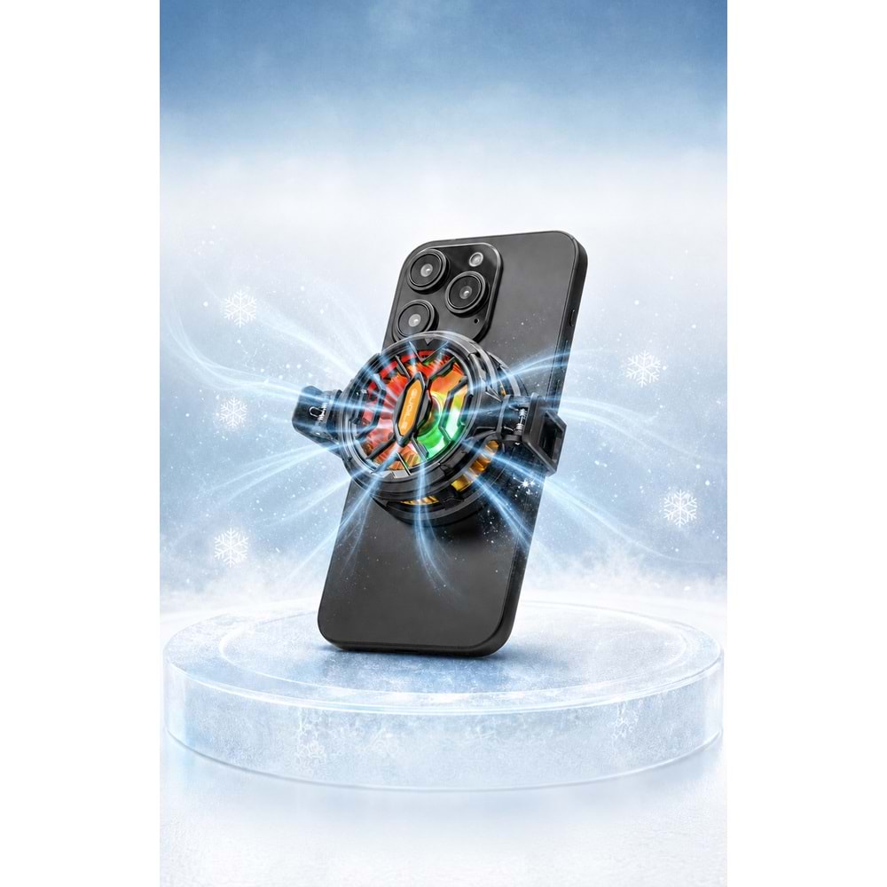 HADRON HDX4382 Manyetik Klipsli MagSafe Uyumlu Telefon Tablet Soğutucu Fan 15W RGB Siyah