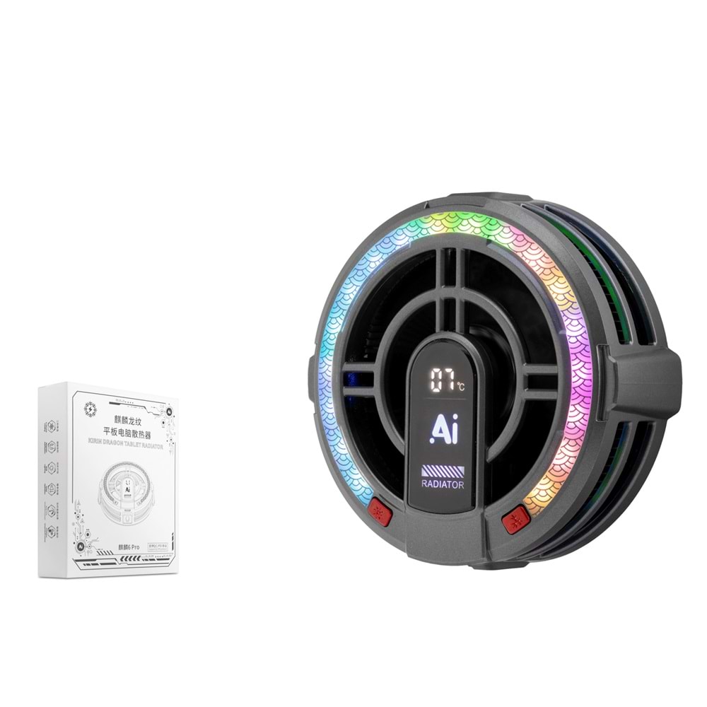 HADRON HDX4385 Tablet Soğutucu Fan Manyetik Isı Göstergeli RGB iPad Uyumlu - Siyah