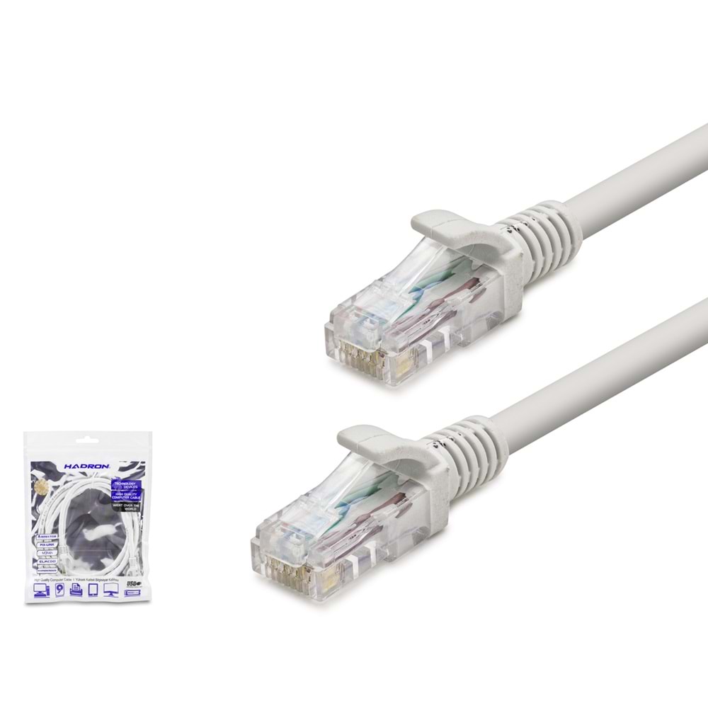 HADRON HDX5054 Cat6 Ethernet Patch Kablosu 1 Gbps 250 MHz 1.5 m - Gri