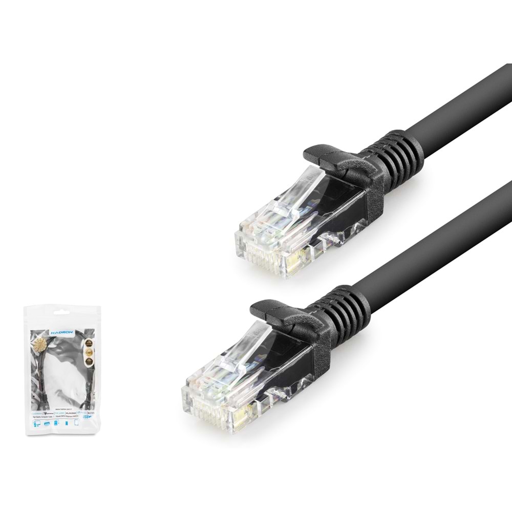 HADRON HDX5067 Cat6 Ethernet Patch Kablosu 1 Gbps 250 MHz 30 cm - Siyah