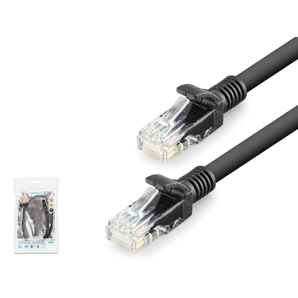 HADRON HDX5068 Cat6 Ethernet Patch Kablosu 1 Gbps 250 MHz 60 cm - Siyah