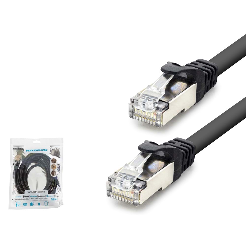 HADRON HDX5092 Cat7 Ethernet Patch Kablosu 10 Gbps 600 MHz 3 m - Siyah