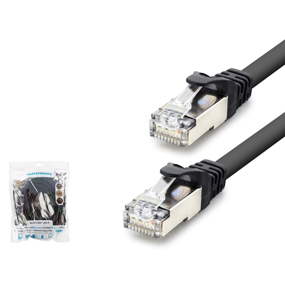 HADRON HDX5093 Cat7 Ethernet Patch Kablosu 10 Gbps 600 MHz 5 m - Siyah
