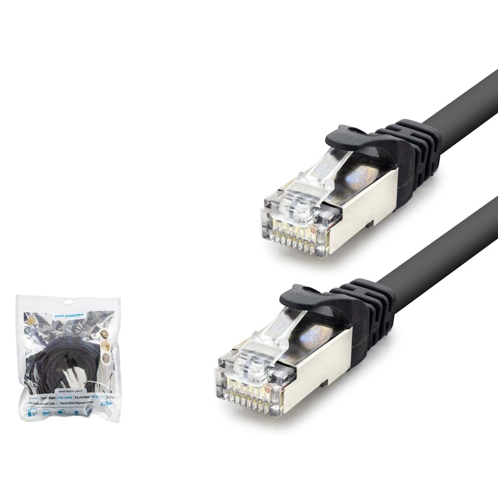 HADRON HDX5096 Cat7 Ethernet Patch Kablosu 10 Gbps 600 MHz 20 m - Siyah